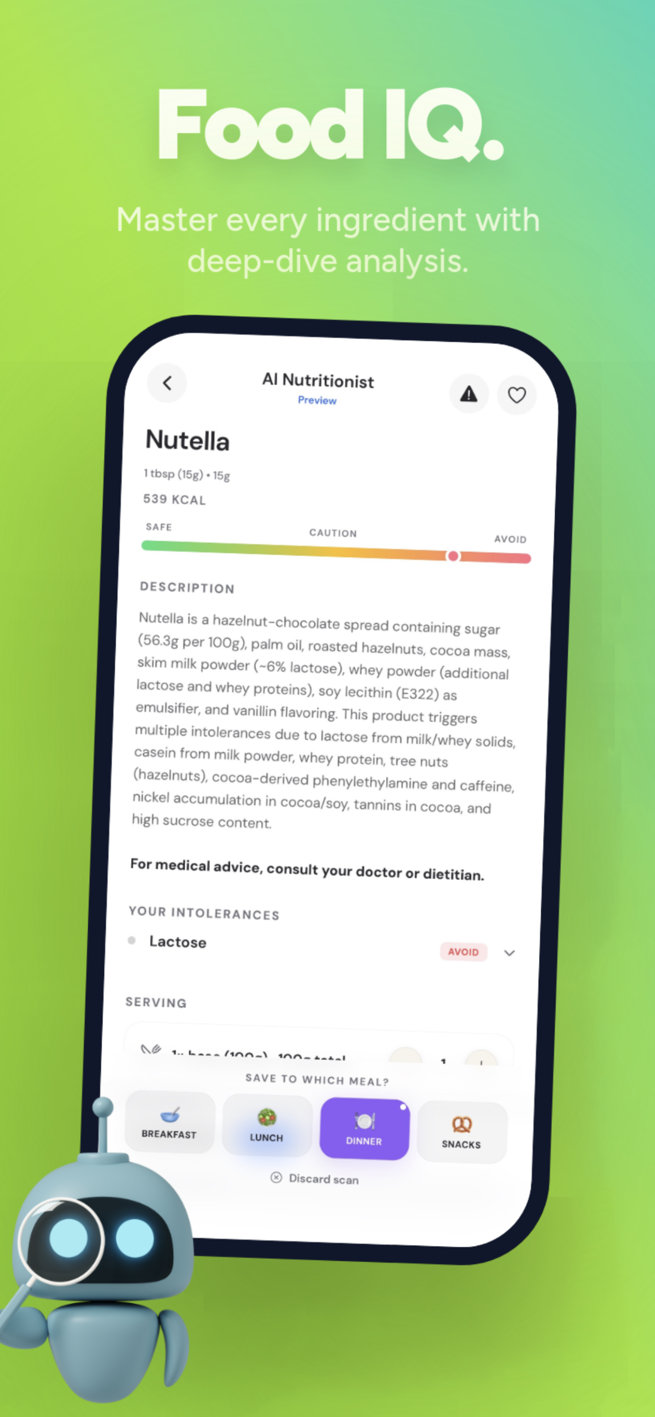 Food IQ — deep ingredient analysis of Nutella